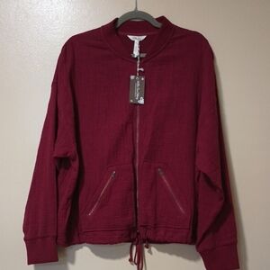 Matilda Jane Red Bomber Jacket Soft Knit Casual
